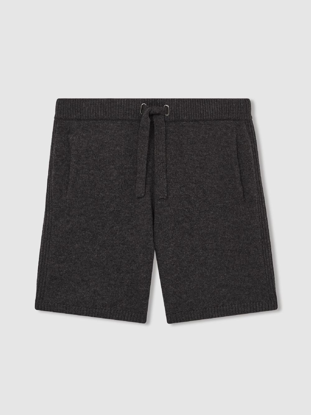 Reiss Wool Blend Heavy Knit Shorts In Charcoal Melange