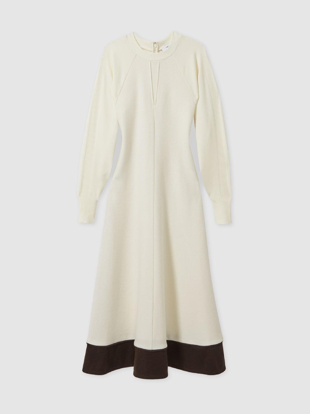 Reiss Wool-Blend Hybrid Knitted Midi Dress In Ivory