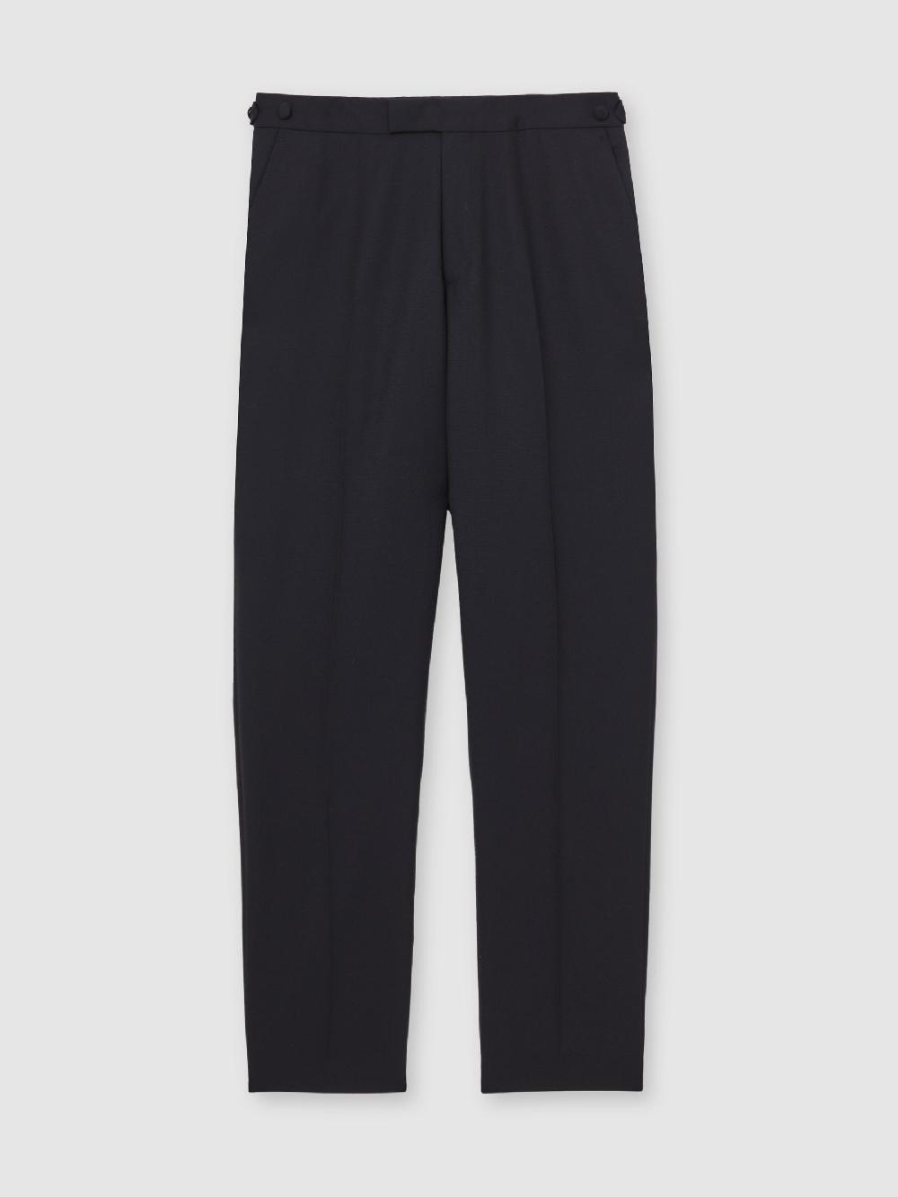 Reiss Wool-Blend Jacquard Tuxedo Trousers Classic-Fit In Navy