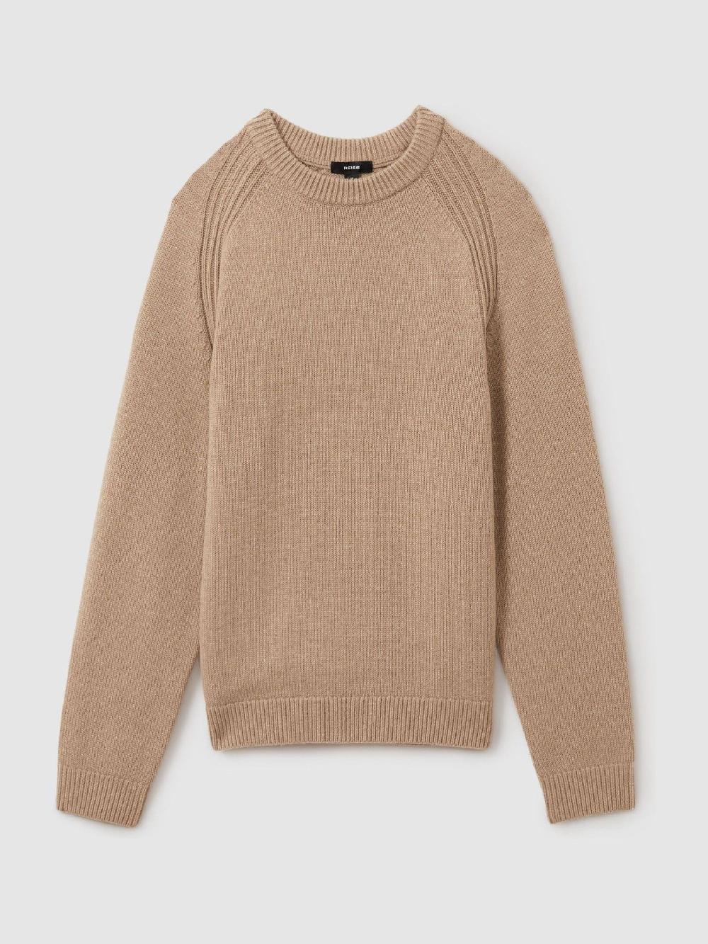 Reiss Wool-Blend Raglan-Sleeve Jumper In Camel Brown