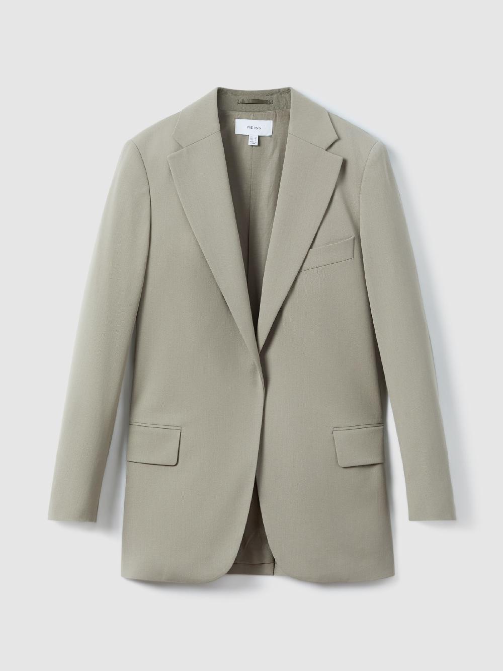 Reiss Wool Blend Single Breasted Suit Blazer In Green