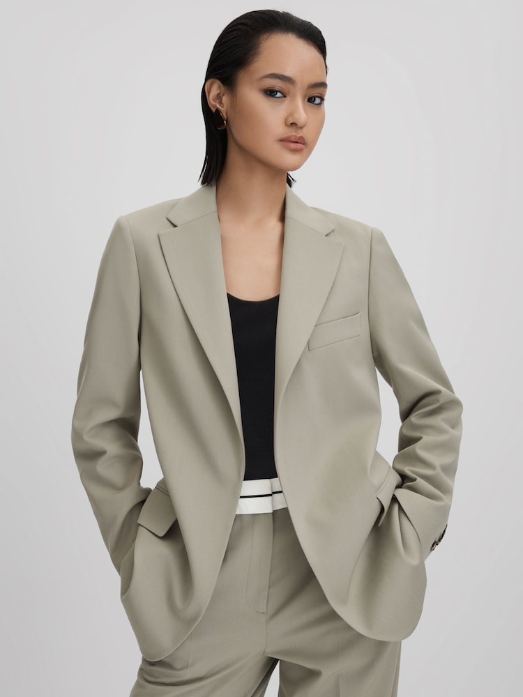 reiss Wool Blend Single Breasted Suit Blazer in Green
