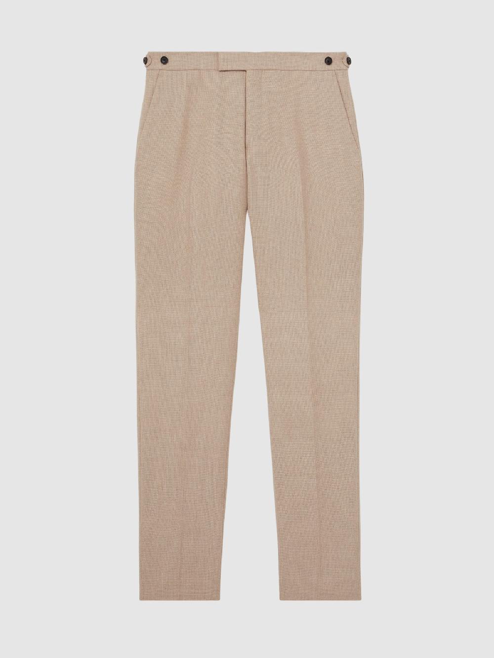 Reiss Wool-Blend Slim-Fit Suit Trousers In Oatmeal Brown