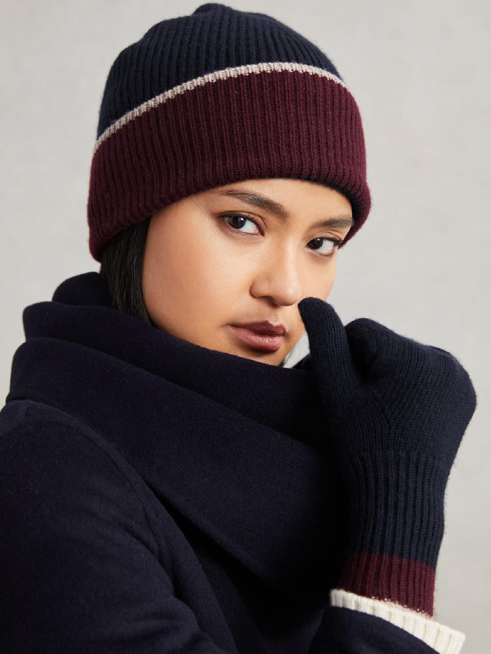 Reiss Wool-Blend Tipped Gloves With Cashmere In Navy