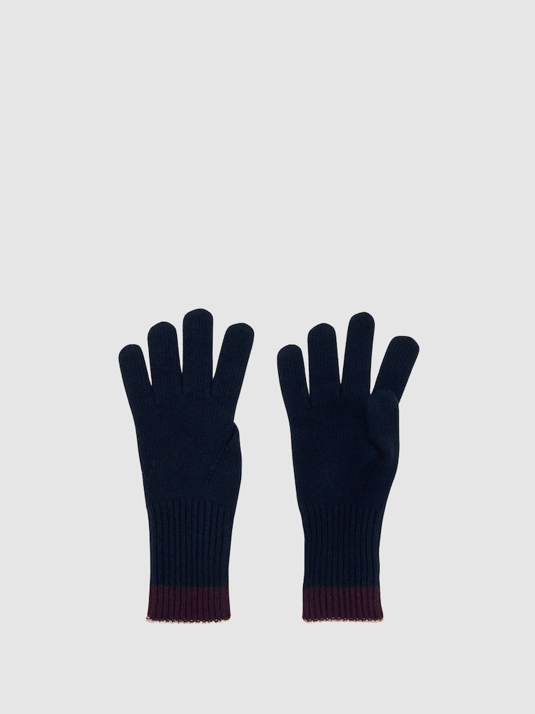 reiss Wool-Blend Tipped Gloves With Cashmere in Navy