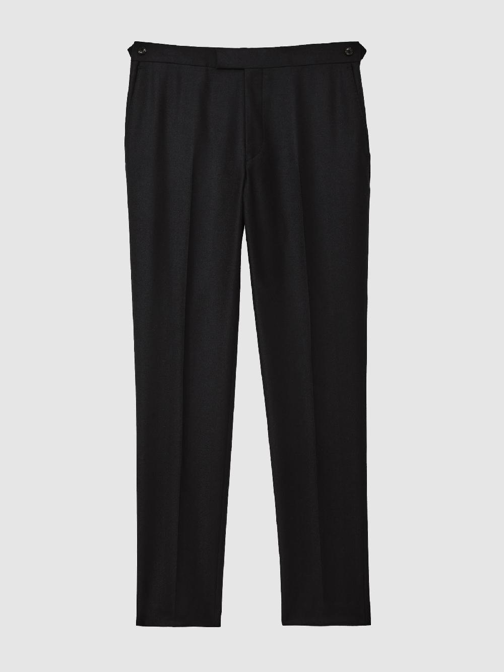 Reiss Wool-Flannel Tailored-Fit Suit Trousers In Navy