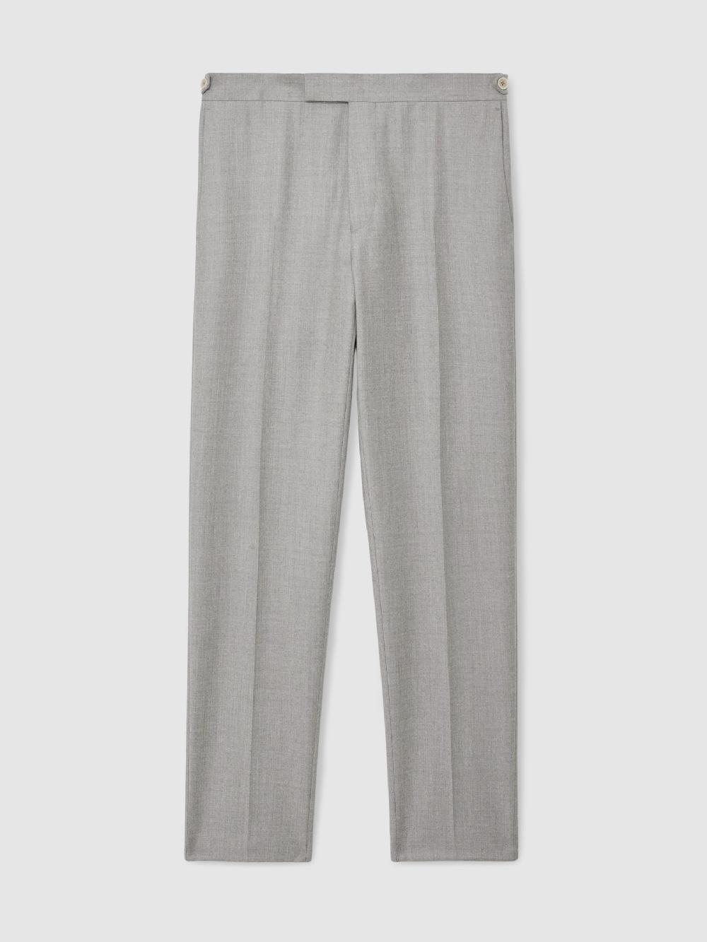Reiss Wool-Flannel Tailored-Fit Suit Trousers In Soft Grey