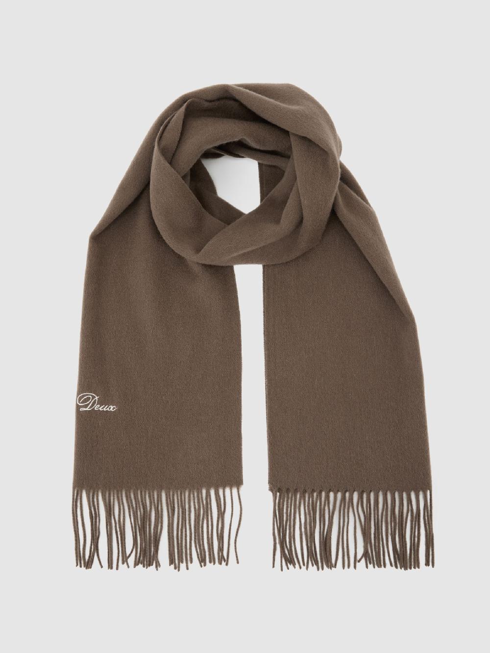 Reiss Wool Logo Embroidered Scarf In Mountain Grey Melange