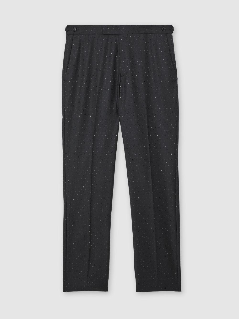 Reiss Wool-Silk Polka-Dot Suit Trousers Classic-Fit In Midnight Navy