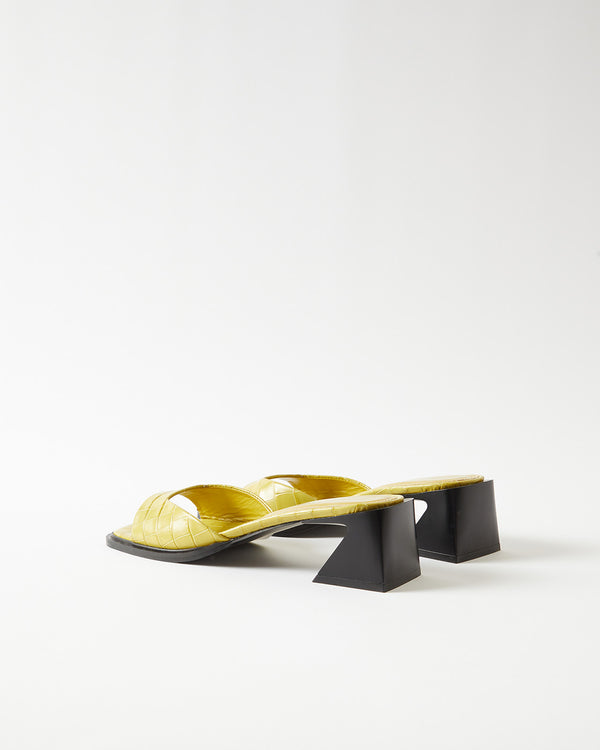 Rejina Pyo Annie Sandals Leather Emboss Croc Yellow