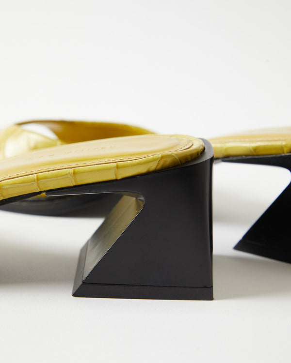 Rejina Pyo Annie Sandals Leather Emboss Croc Yellow