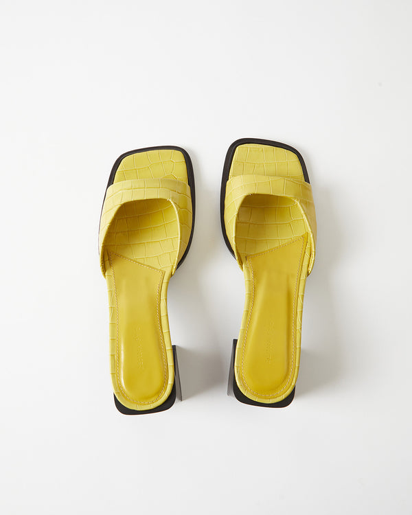 Rejina Pyo Annie Sandals Leather Emboss Croc Yellow