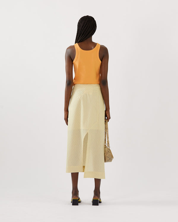Rejina Pyo Astrid Skirt Cotton Seersucker Stripe Yellow