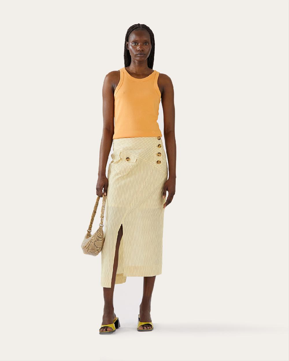 rejina pyo Astrid Skirt Cotton Seersucker Stripe Yellow
