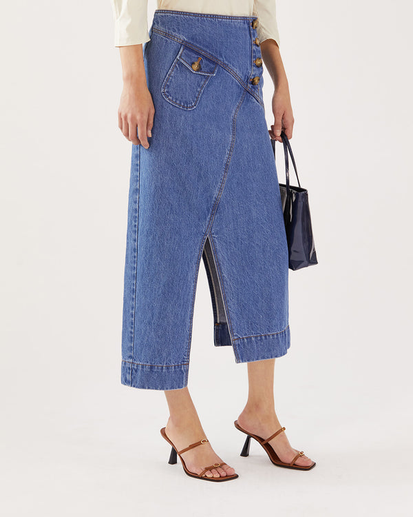 Rejina Pyo Astrid Skirt Organic Cotton Denim Indigo