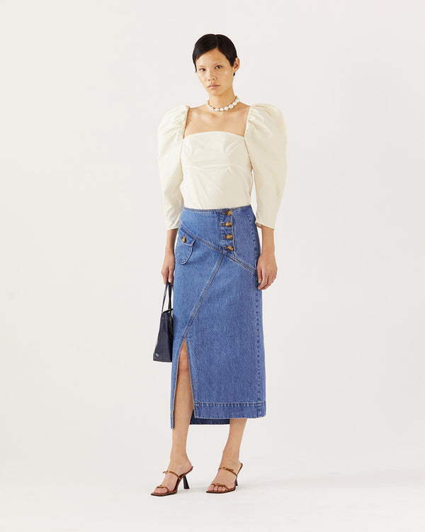 Rejina Pyo Astrid Skirt Organic Cotton Denim Indigo