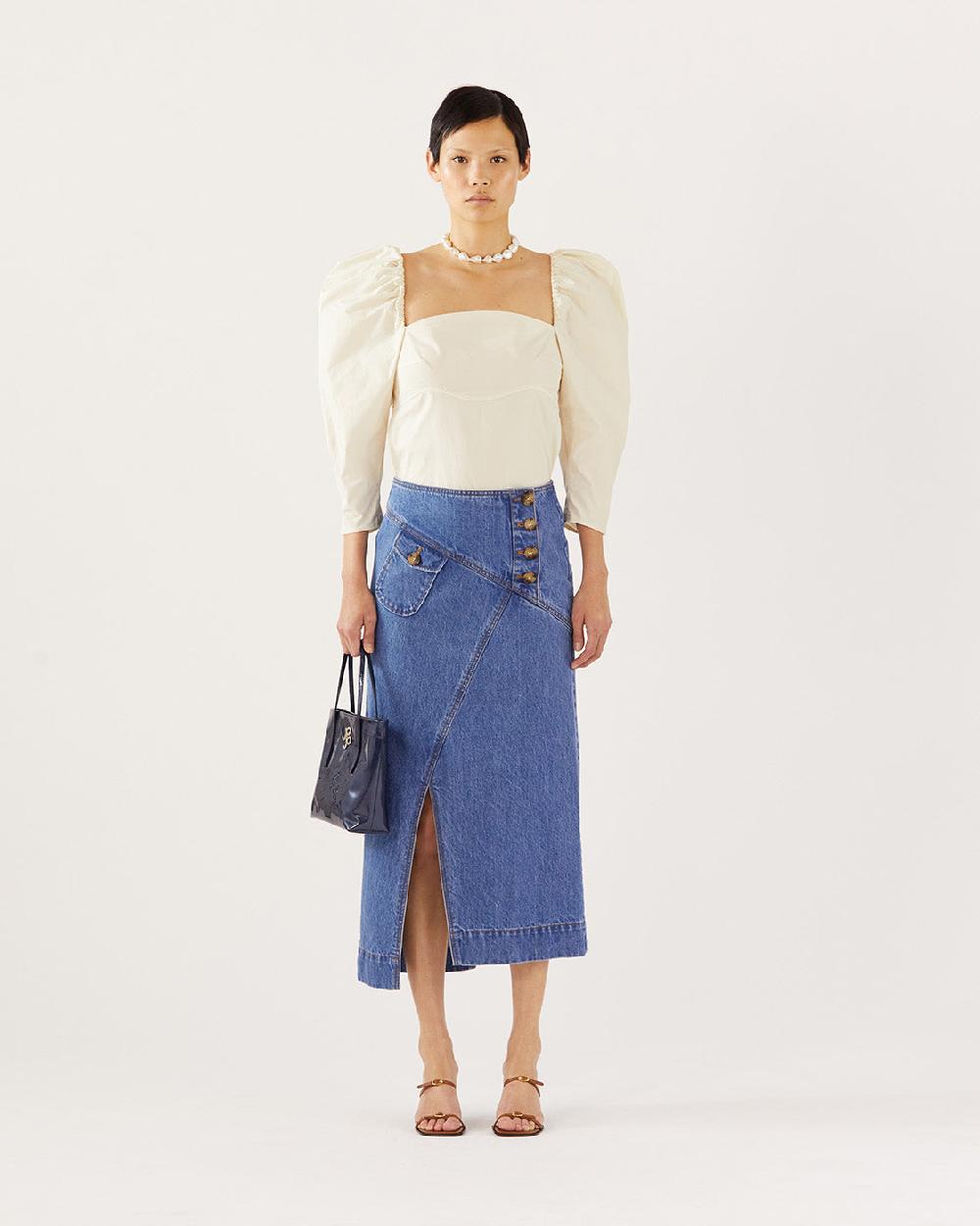 rejina pyo Astrid Skirt Organic Cotton Denim Indigo