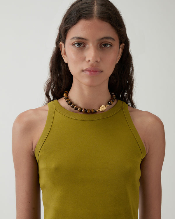 Rejina Pyo Beaded Swirl Necklace Gold Plated With Tiger's Eye