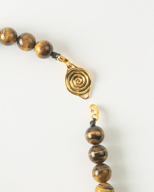 Rejina Pyo Beaded Swirl Necklace Gold Plated With Tiger's Eye