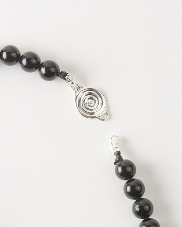 Rejina Pyo Beaded Swirl Necklace Silver Plated With Onyx