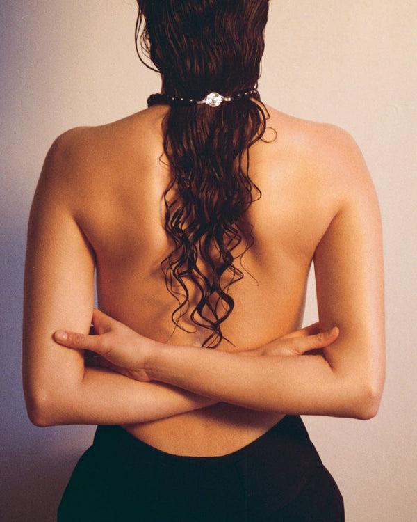 Rejina Pyo Beaded Swirl Necklace Silver Plated With Onyx