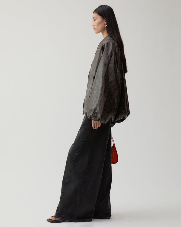 Rejina Pyo Becca Jacket Faux Leather Distressed Brown