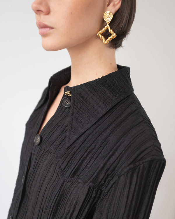 Rejina Pyo Camilla Shirt Tencel Blend Seersucker Black