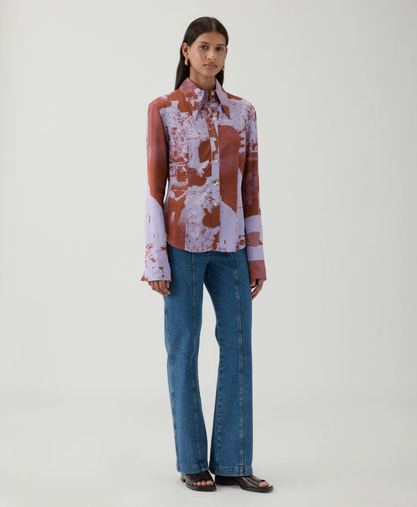 Rejina Pyo Camilla Shirt Viscose Twill Print Purple