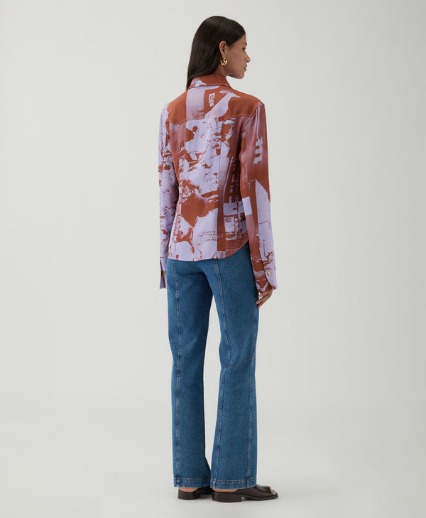 Rejina Pyo Camilla Shirt Viscose Twill Print Purple