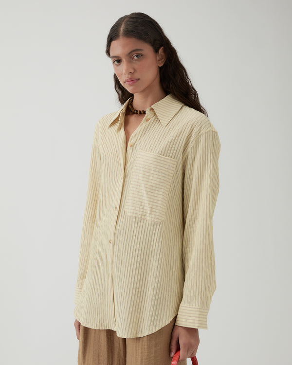 Rejina Pyo Caprice Shirt Cotton Seersucker Stripe Yellow
