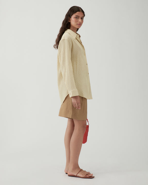 Rejina Pyo Caprice Shirt Cotton Seersucker Stripe Yellow