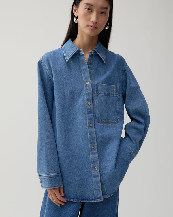 Rejina Pyo Caprice Shirt Organic Cotton Denim Indigo