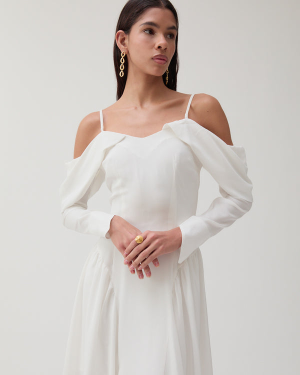 Rejina Pyo Casey Dress Silk Crepe De Chine Off-White