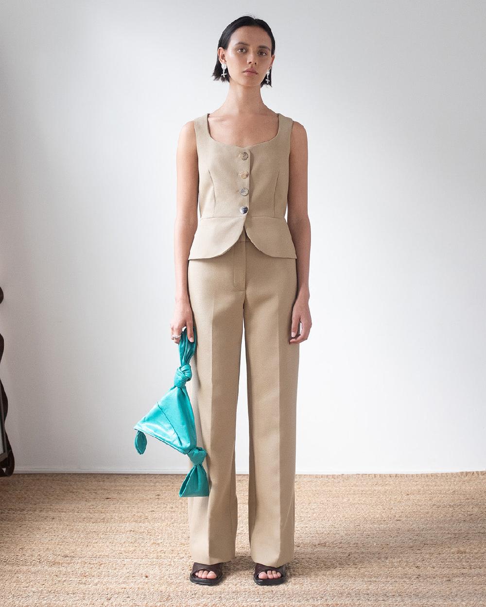 rejina pyo Cathy Trouser Cotton Silk Double-face Beige