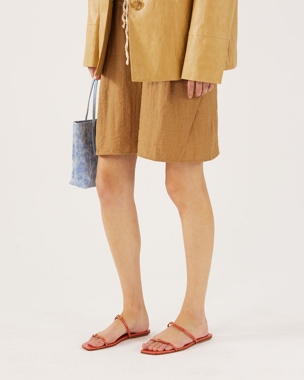 Rejina Pyo Clara Sandals Leather Emboss Croc Orange