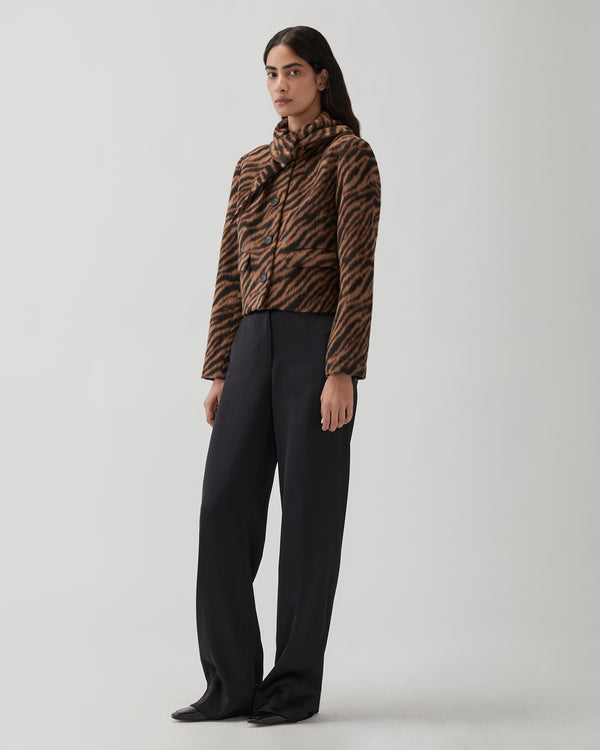 Rejina Pyo Cleo Jacket Wool Blend Jacquard Tiger Beige