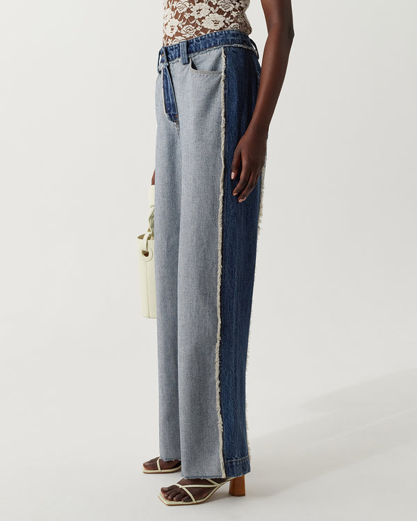 Rejina Pyo Cora Trousers Organic Cotton Denim Washed Blue