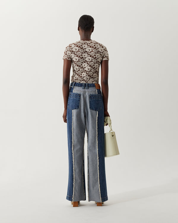 Rejina Pyo Cora Trousers Organic Cotton Denim Washed Blue