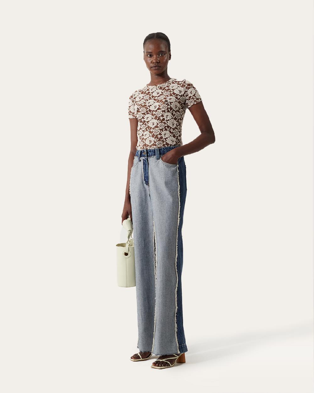 rejina pyo Cora Trousers Organic Cotton Denim Washed Blue