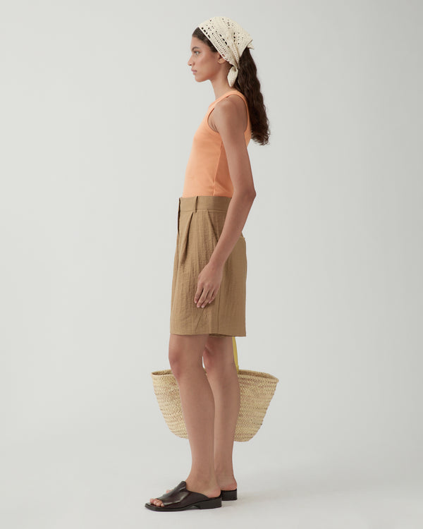 Rejina Pyo Doris Shorts Viscose Linen Blend Caramel