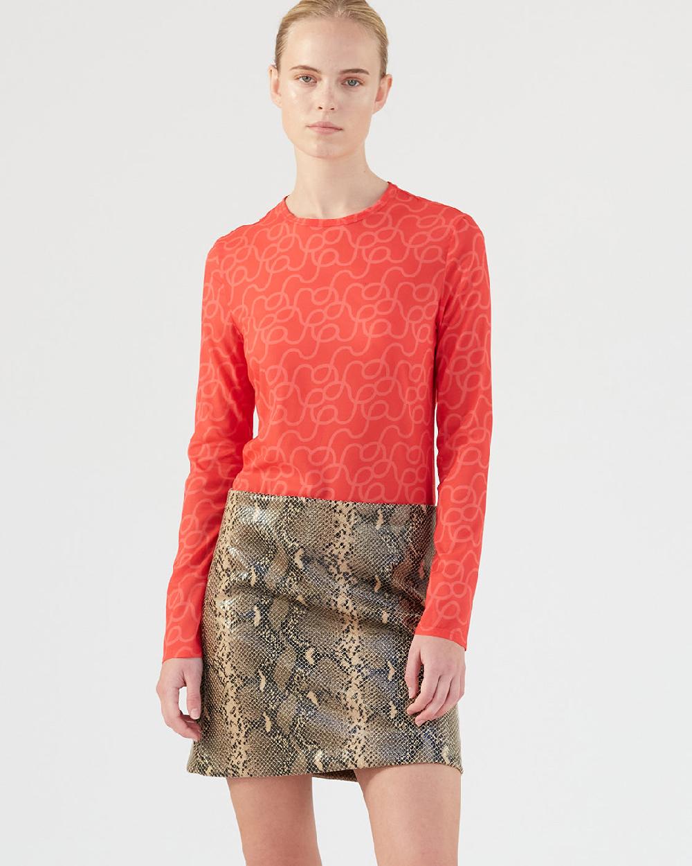 rejina pyo Elodie Skirt Faux Leather Snake Effect Beige