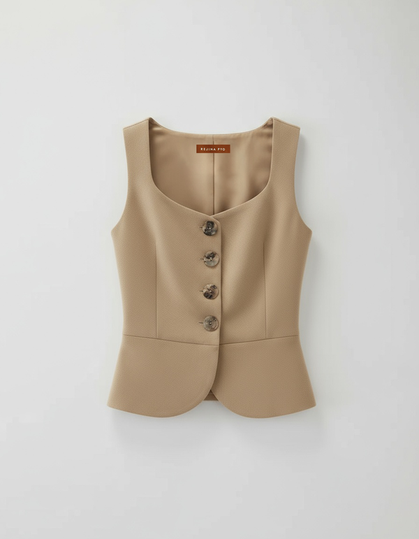 Rejina Pyo Eunice Vest Cotton Silk Double-face Beige