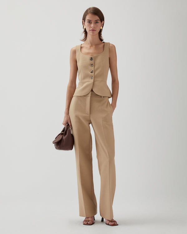 Rejina Pyo Eunice Vest Cotton Silk Double-face Beige