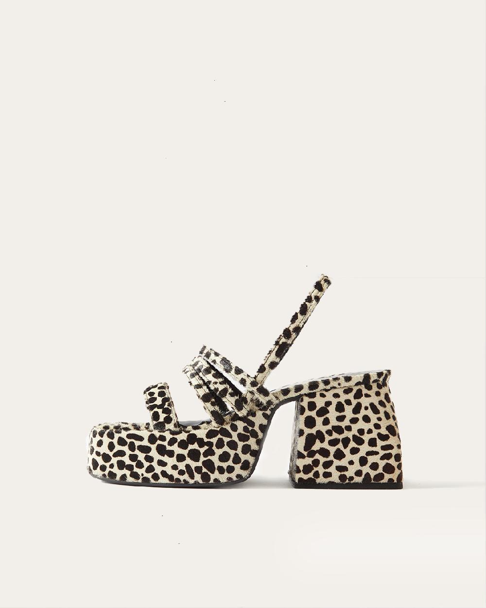 rejina pyo Flossie Platform Pony Polkadot Black + White