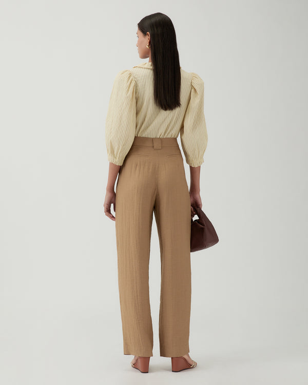 Rejina Pyo Freya Trousers Viscose Linen Blend Caramel