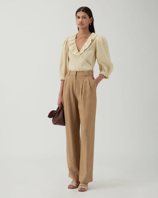 Rejina Pyo Freya Trousers Viscose Linen Blend Caramel