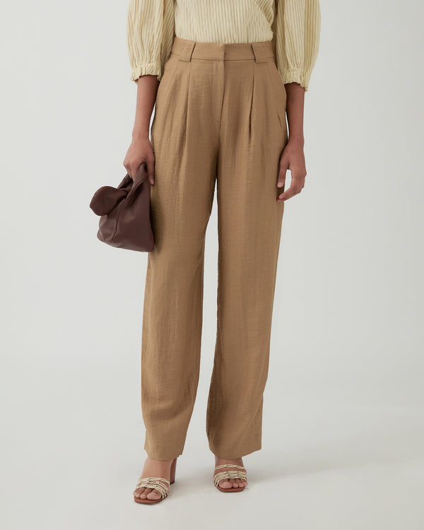 Rejina Pyo Freya Trousers Viscose Linen Blend Caramel