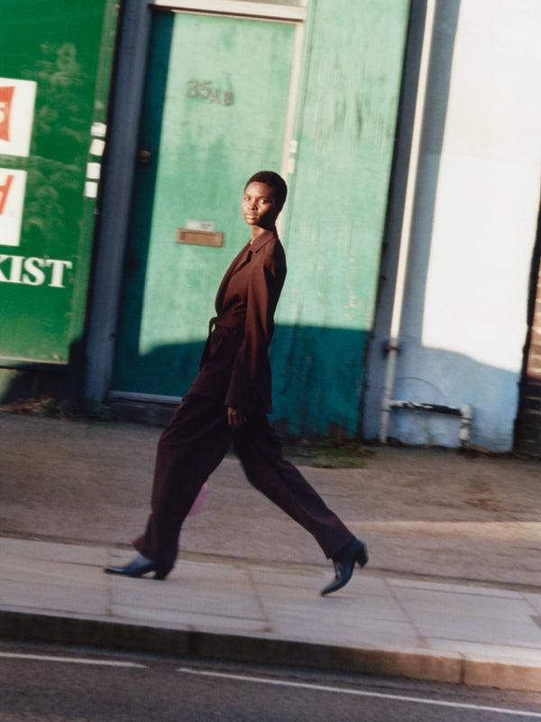 Rejina Pyo Freya Trousers Wool Blend Twill Burgundy