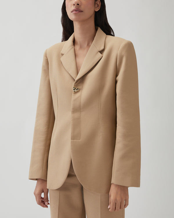 Rejina Pyo Isla Blazer Cotton Silk Double-face Beige