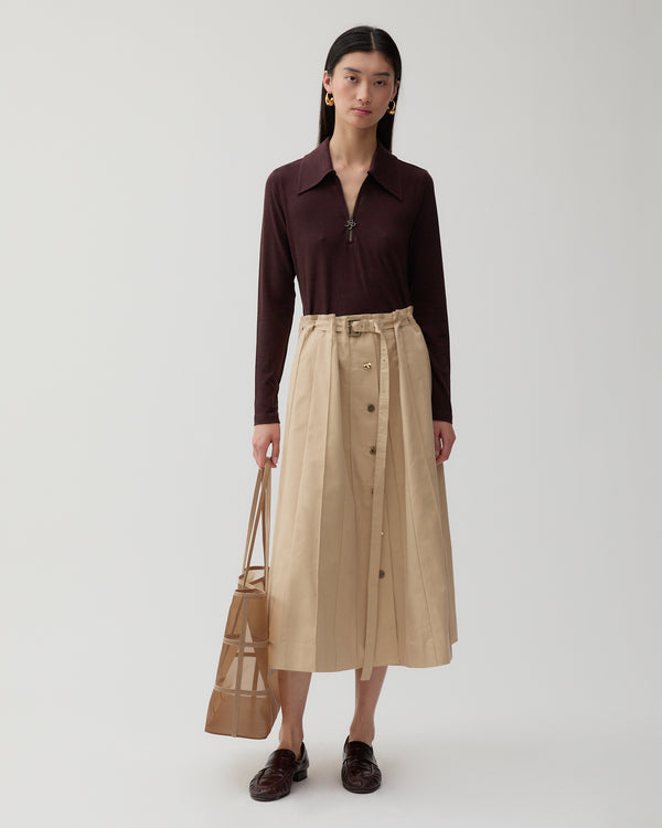 Rejina Pyo Jasmine Top Tencel Cotton Blend Jersey Brown